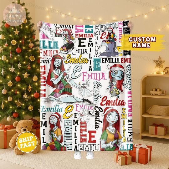 Discover Personalized Baby Blanket, The Nightmare Before Christmas Blanket, Christmas Gift For Boys And Girls Blanket, Baby Blanket Disney Home Decor