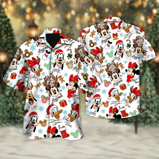 Discover Mickey Mouse And Friends Signature Christmas Hawaiian Shirt