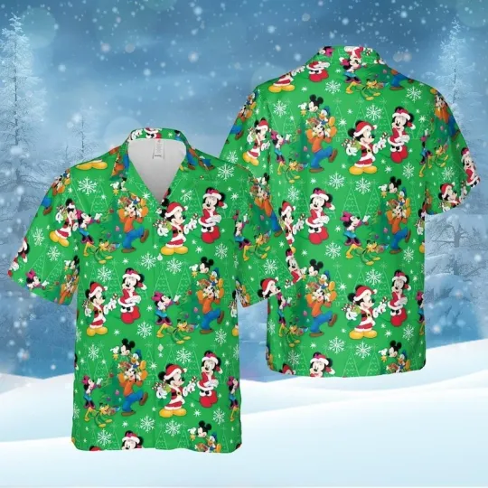 Discover Disney Merry Christmas Hawaiian Shirt, Disney Mickey and Friends Aloha Hawaiian