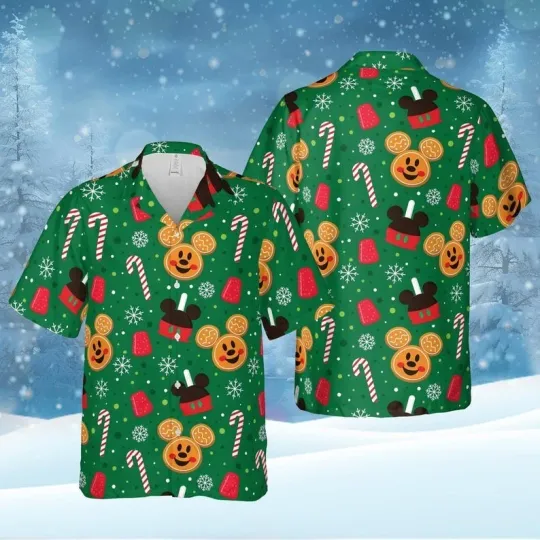 Discover Mickey Donut Christmas Hawaiian Shirt, Holiday Christmas Hawaiian Shirt