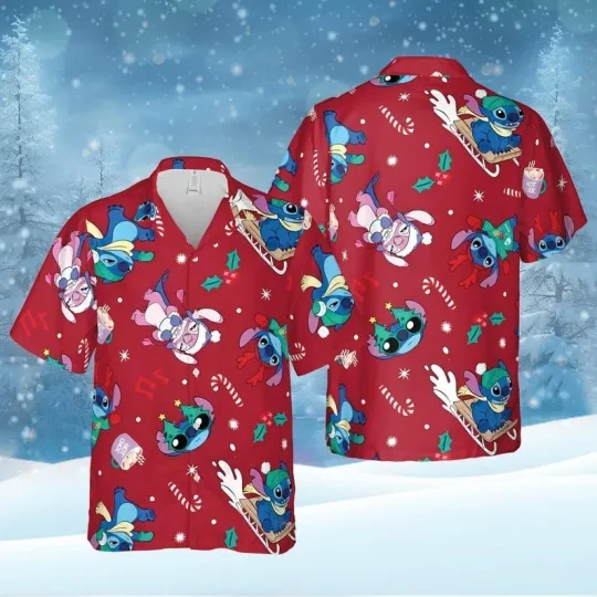 Discover Stitch Christmas Hawaiian Shirt, Disney Lilo and Stitch Summer Beach Shirt