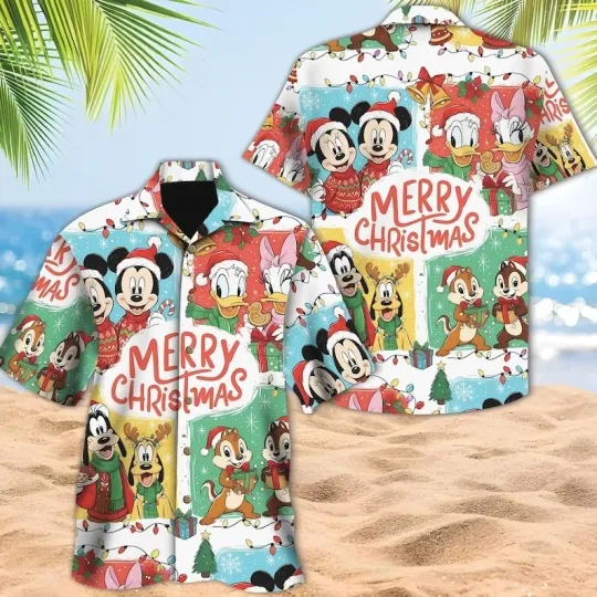 Discover Disney Mickey and Friends Collection Merry Christmas Hawaiian Shirt