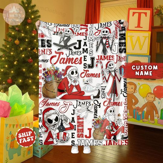 Discover Personalized Baby Blanket, The Nightmare Before Christmas Blanket, Christmas Gift For Boys And Girls Blanket, Baby Blanket Disney Home Decor