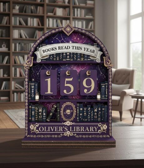 Custom Astrology Book Nook Books Read This Year Stand, Celestial Reading Tracker with Base, Personalized Gift for Book Lovers