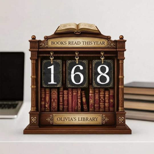 Personalized Vintage Book Tracker Sign, Custom Books Read This Year Library Decor, Reader Gift for Her