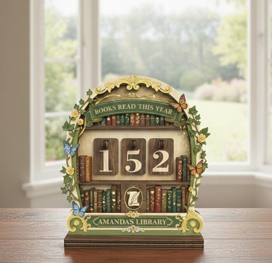Books Read This Year Vintage Tracker, Personalized Reading Log Display, Custom Book Lover Gift & Home Library Decor