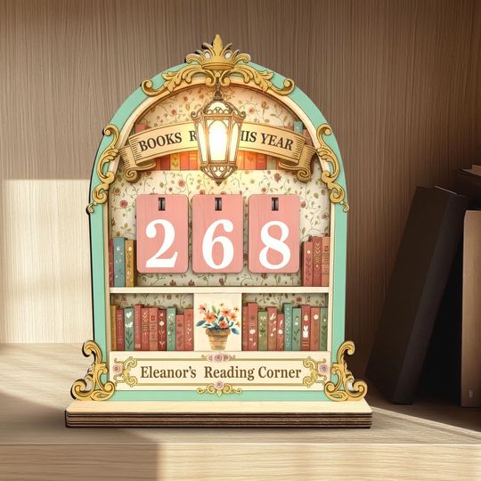 Discover Personalized Books Read Tracker Wood Reading Counter Vintage Bookshelf Decor Reader Gift