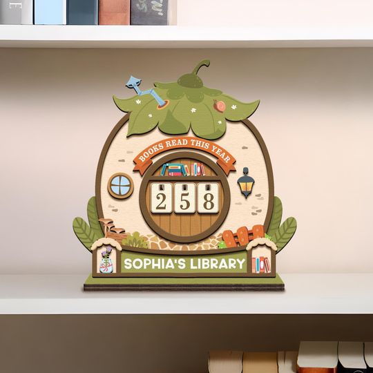 Discover Wooden Book Tracker Sign  Personalized Reading Counter, Books Read This Year Decor for Book Lovers