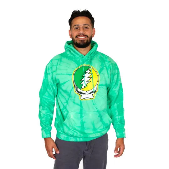 Tie Dye Grateful Dead Green Yellow Steal Your Face Hoodie