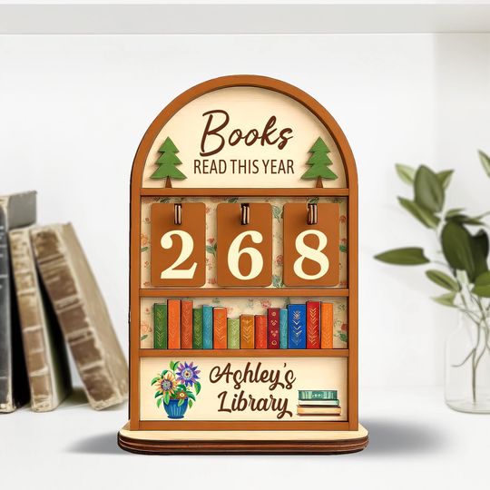 Discover Books Read This Year Tracker, Reading Counter Display, Custom Library Sign, Book Lover Dcor, Personalized Book Tracker Gift