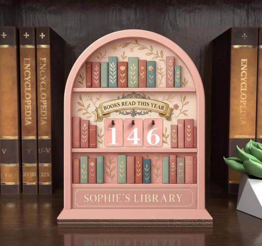 Discover Personalized Books Read This Year Tracker, Wooden Reading Goal Counter, Book Shelf Decor, Library Tracker Sign, Unique Gift for Book Lovers