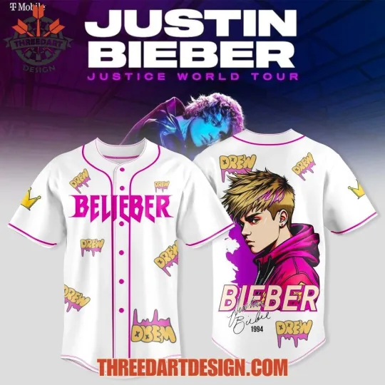 Discover Bieber Justice World Tour 2026 Baseball Jersey