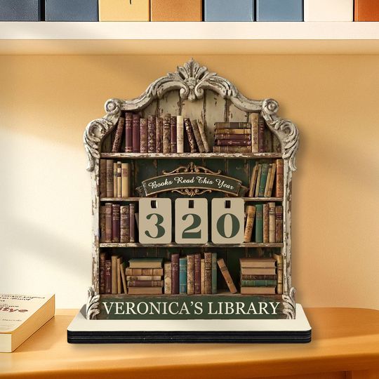 Discover Personalized Antique Book Reader Tracker, Custom Retro Distressed Reading Counter, Classical Home Library Decor, Bookish Club Gift, MYL381