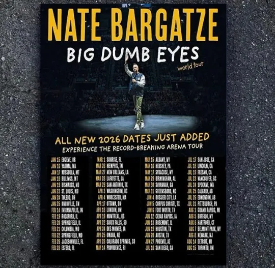 Discover Nate Bargatze BIG DUMB EYES Tour 2026 Poster