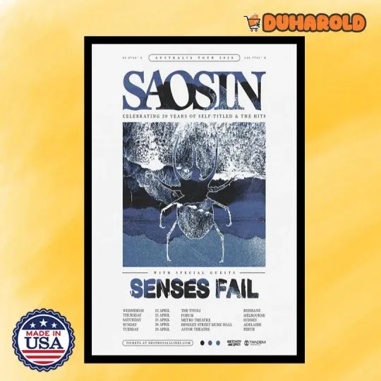 Discover Saosin Australia Tour 2026 Poster Home Decor, Wall Art, No Frame, Fan Gift