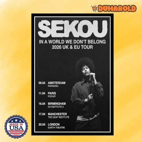 Discover Sekou UK & EU Tour 2026 Poster Home Decor, Wall Art, No Frame, Fan Gift