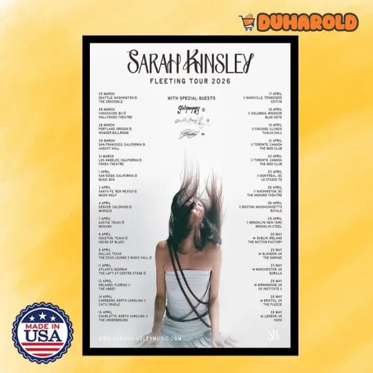 Discover Sarah Kinsley Fleeting Tour 2026 Poster Home Decor, Wall Art, Fan Gift