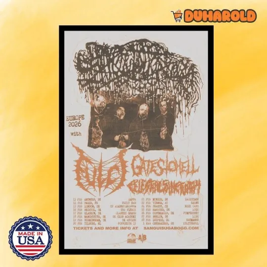 Discover Sanguisugabogg Europe Tour 2026 Poster Home Decor, Wall Art, Fan Gift