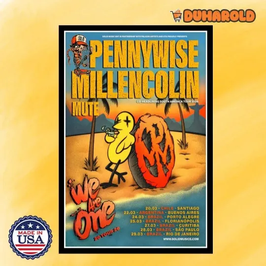 Pennywise & Millencolin & Mute We Are One Tour 2026 Poster Home Decor