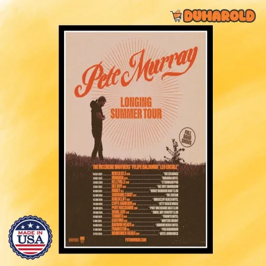 Discover Pete Murray Longing Summer Tour 2025-2026 Poster Home Decor, Wall Art
