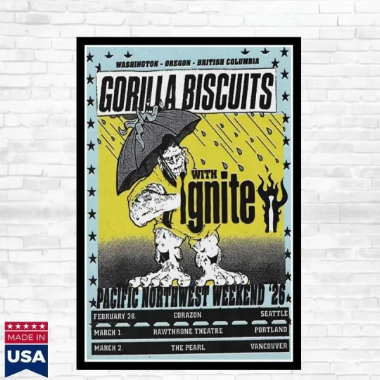 Gorilla Biscuits Pacific Northwest Weekend Tour 2026 Poster