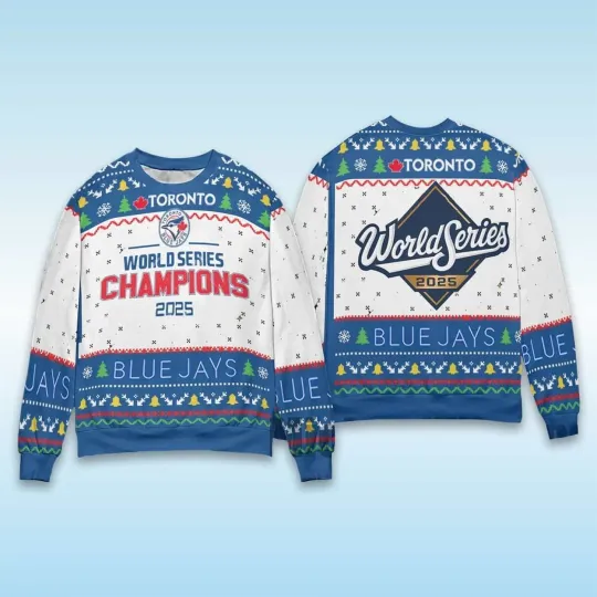 Discover Blue Jays World Series Champions 2025 Christmas Ugly Sweater Size S-5XL