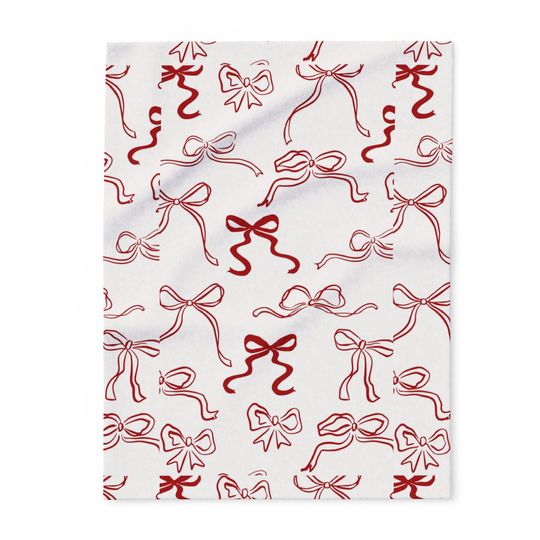 Discover Red Ribbon Bow Pattern Arctic Fleece Blanket
