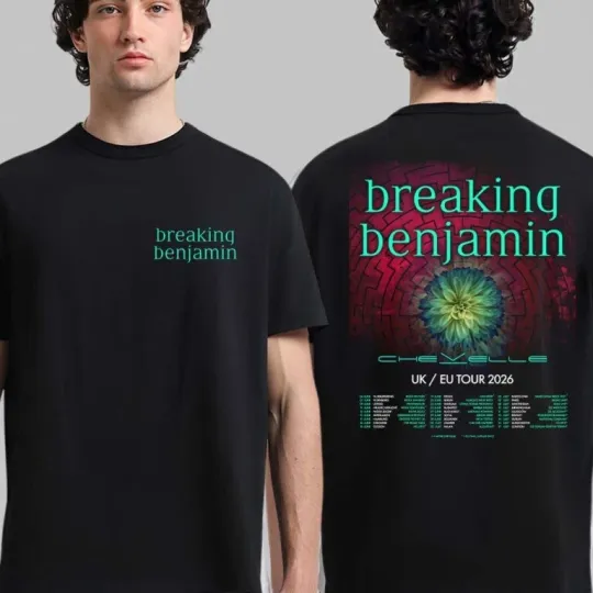 Discover Break, ing Benjam,in UK & Europe Tour 2026 Schedule Dates Two Sided T-Shirt Repr
