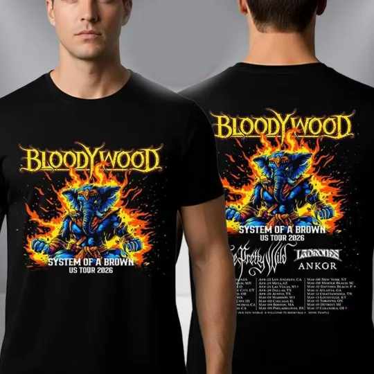 Discover Bloodywood System Of A Brown US Tour 2026 Schedule Tour Dates Two Sided Shirt