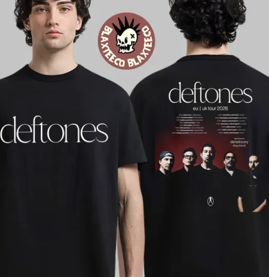 Discover Deftone Eu And Uk Tour 2026 Schedule Tour Dates Two Sided T-Shirt