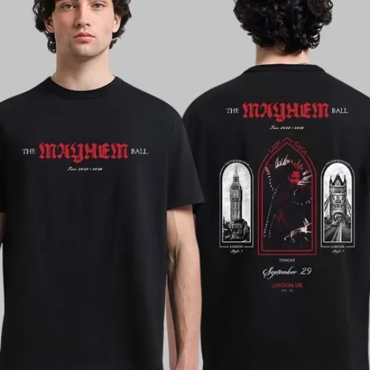 Ld ga The Mayhem Ball Tour 2025 2026 UK On Sep 29 2025 2 Sided T-Shirt