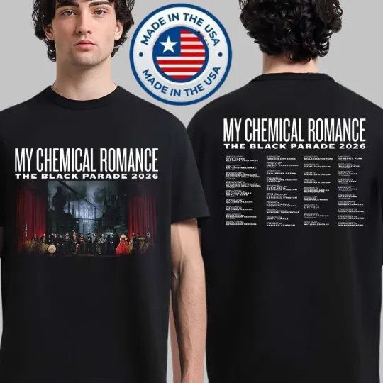 MCR The Black Parade 2026 World Tour Schedule Dates Double Sided T-Shirt