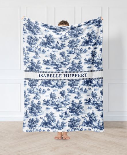 Discover Personalised Vintage Toile Fleece Blanket Throw for Home and Gift