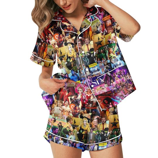 Discover Hamilton Musical Pajamas Set, Broadway Rise Up Short Pajamas, Theater Sleepwear Set, Musical Satin Pajamas, Hamilton Fan Gift