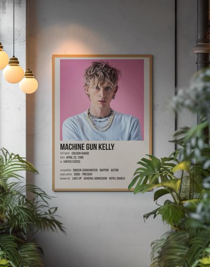 Machine Gun Kelly Poster | Rap Rock Wall Art | MGK Portrait Print | Music Room Decor | Machine Gun Kelly Gift