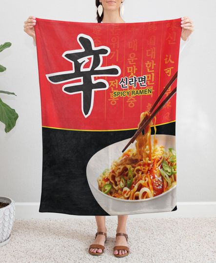 Discover Spicy Noodle Fleece Throw Blanket for Adults and Kids