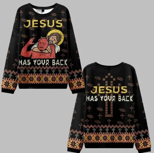 Discover 2025 Christmas Jesus has Your Back Ugly Christmas Sweater