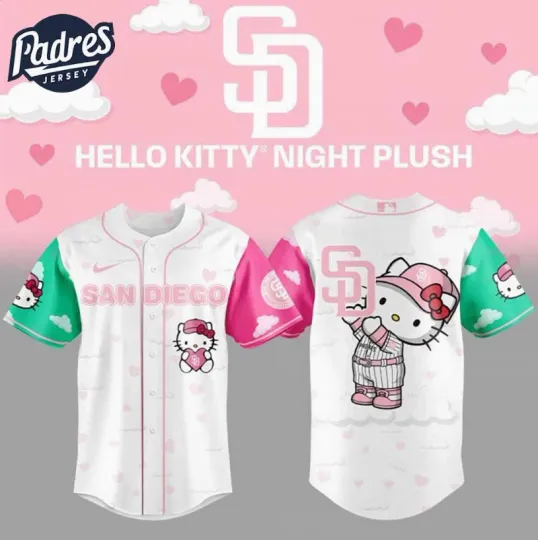 Discover Yc San Diego Padre X Hello Kitty Night Plus Baseball Jersey