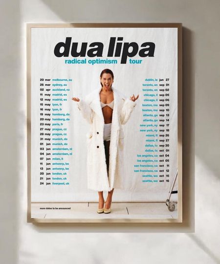 Dua Lipa Radical Optimism Tour 2025 Poster Wall Art Home Decor