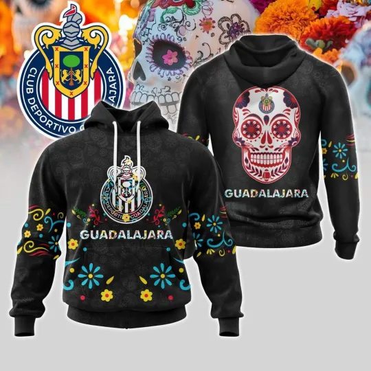 Discover LIGA MX Chivas Guadalajara Hoodie Special Dia De Muertos