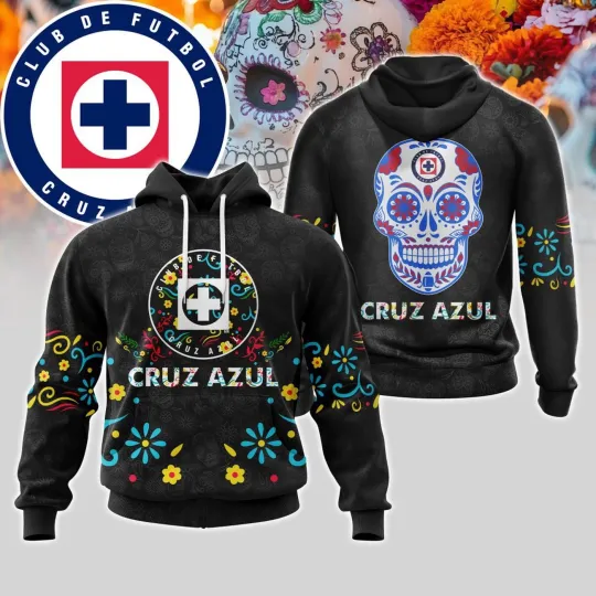 Discover LIGA MX Cruz Azul Hoodie Special Dia De Muertos