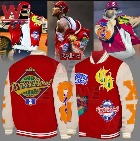 Chris Brown Breezy Bowl Xx World Tour 2025 Baseball Jacket Red