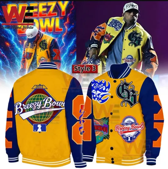 Chris Brown Breezy Bowl Xx World Tour 2025 Baseball Jacket Yellow
