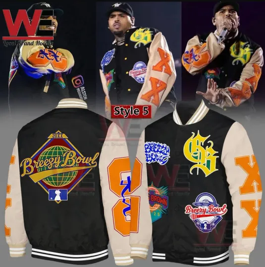 Chris Brown Breezy Bowl Xx World Tour 2025 Baseball Jacket Black
