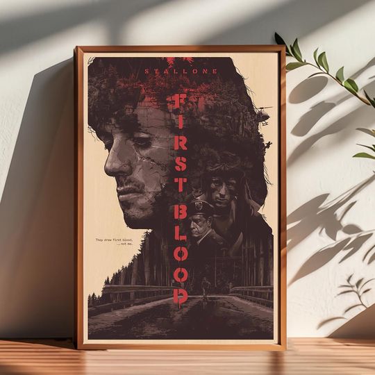 Discover Rambo First Blood Vietnam Soldier Movie Poster Vertical Wall Art for Home Décor and Gifts