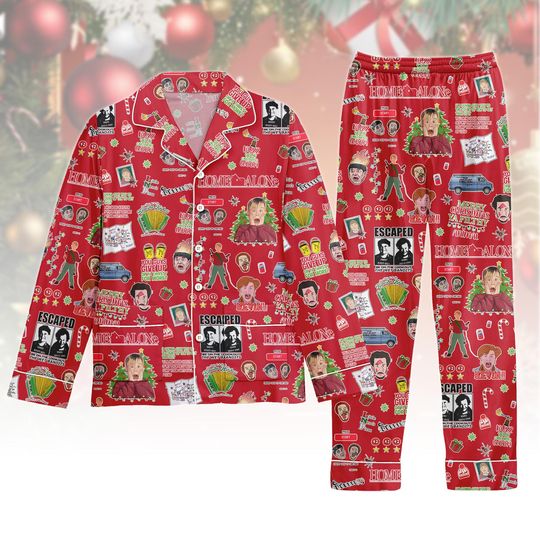 Home Alone Christmas Pajamas Set, Cozy Xmas Sleepwear Set, McCallister 90s Movie Loungewear, Funny Xmas Gifts