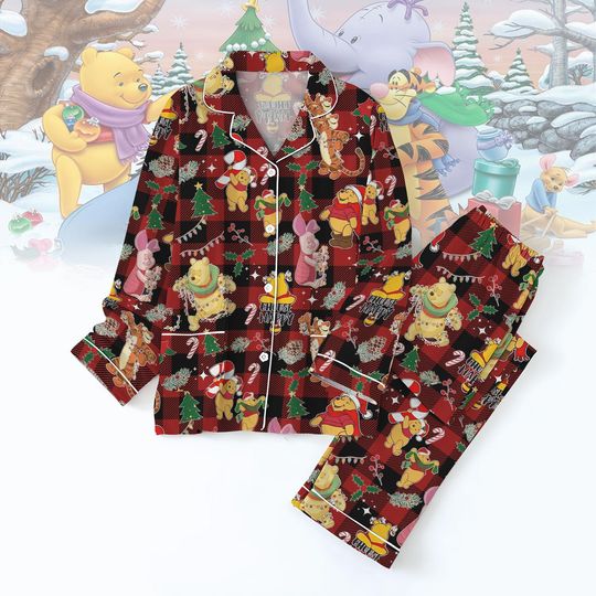 Discover Winnie The Pooh Christmas Pajamas, Disney Cartoon Xmas Holiday Pjs, Pooh Bear And Friends Sleepwear Set