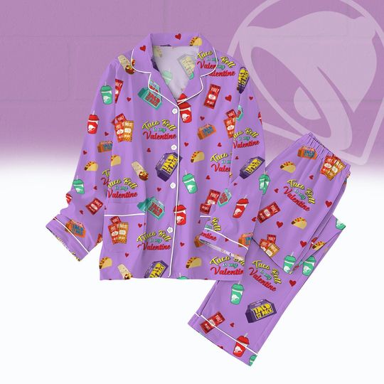 Taco Bell Christmas Pajamas Set, Taco Bell Fast Food Pjs, Pajamas for Women Men, Taco Bell Lover Gift, Xmas Holiday Matching Family Pajamas