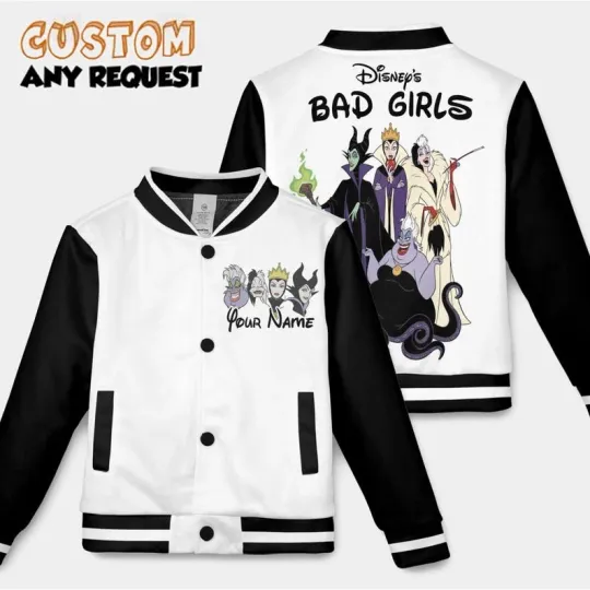 Personalized Bad Girls Evil Queen Maleficent Ursula Cruel De Vil Baseball Jacket