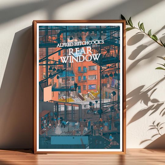 Discover Rear Window Movie Poster, Alfred Hitchcock Classic Film, Vertical Premium Matte Poster for Home Decor